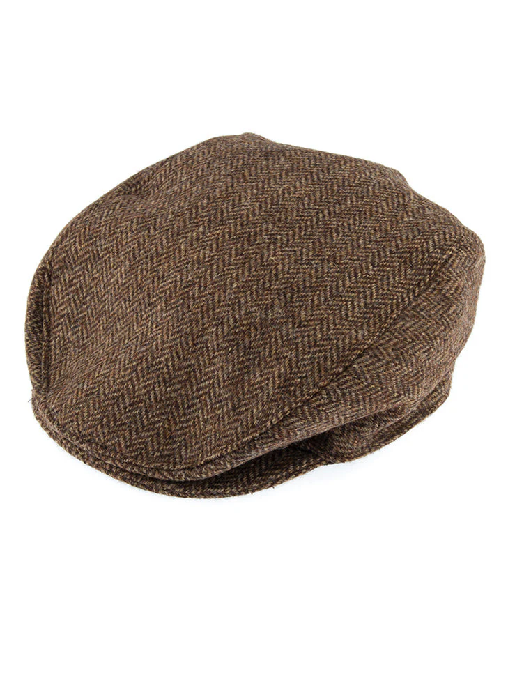 Men's Abraham Moon Herringbone Tweed Flat Cap - Image 4
