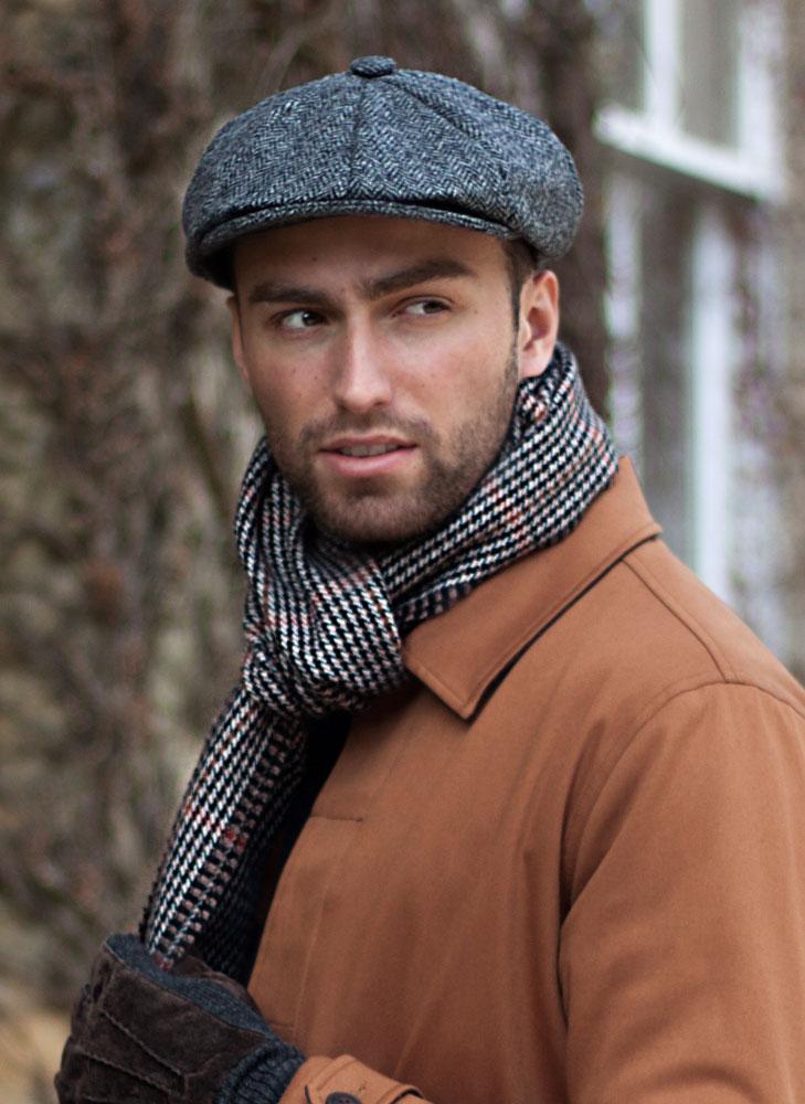 Men's Abraham Moon Herringbone Tweed Newsboy Cap - Image 4
