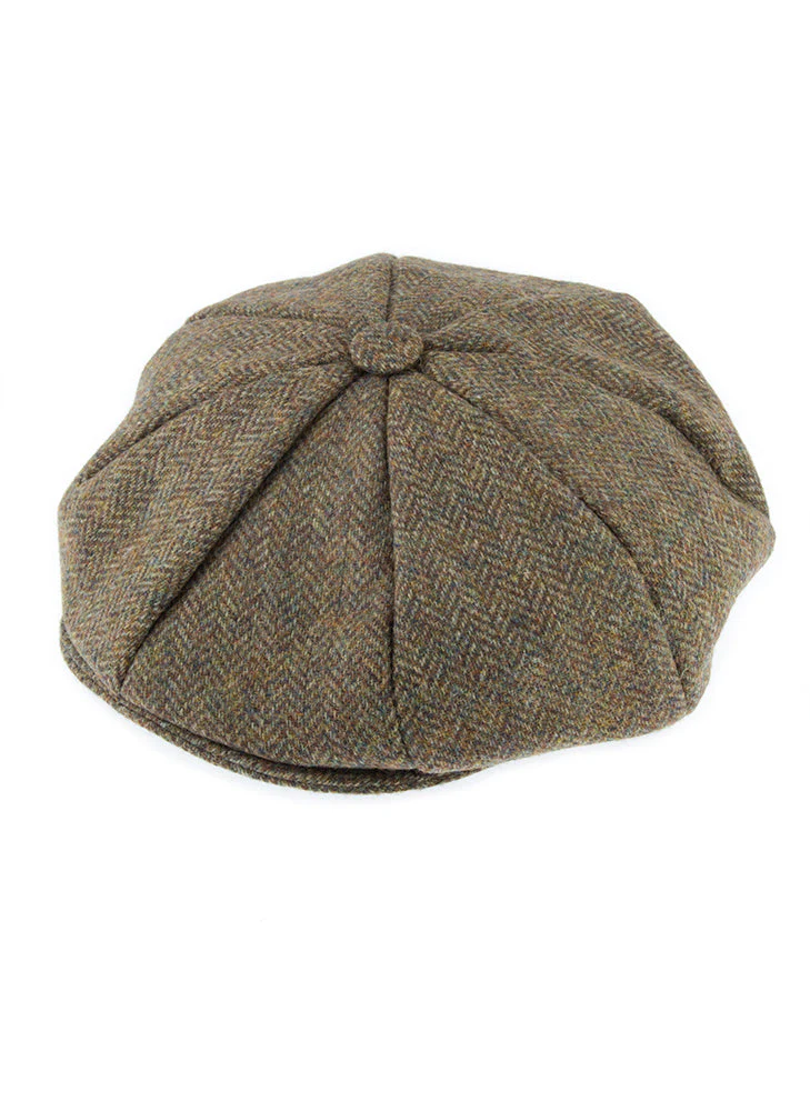 Men's Abraham Moon Herringbone Tweed Newsboy Cap - Image 5