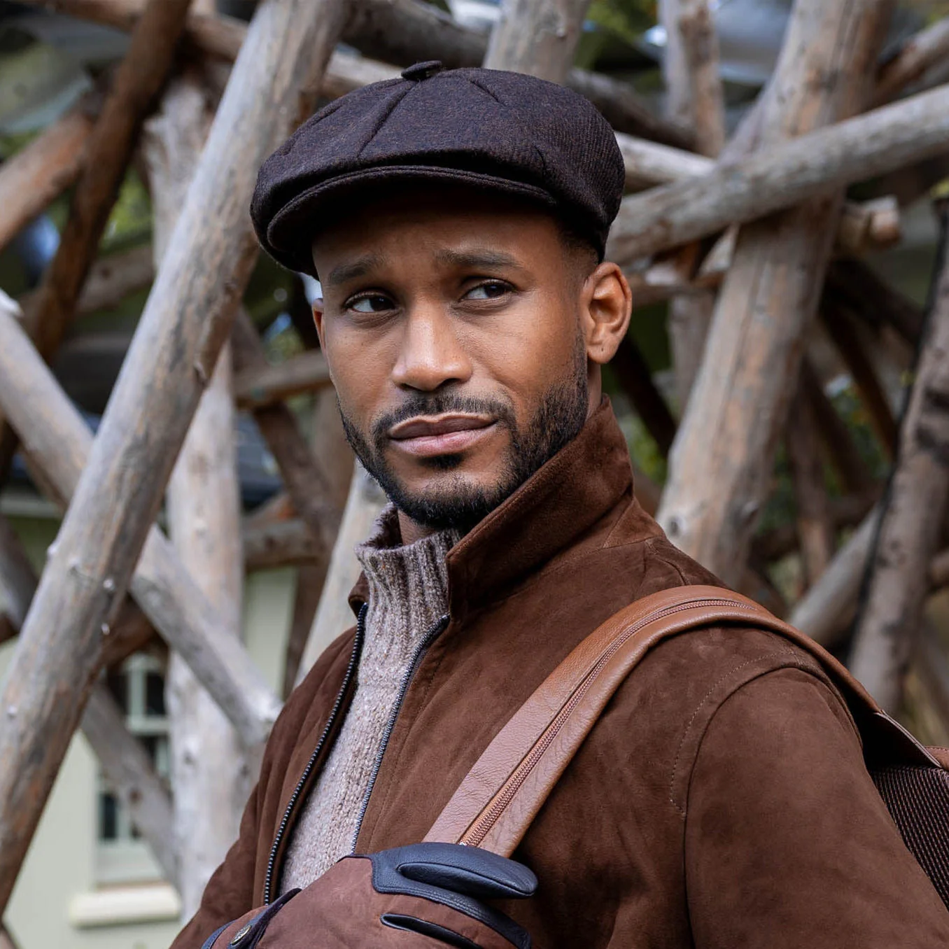 Men's Abraham Moon Plain Tweed Newsboy Cap - Image 3