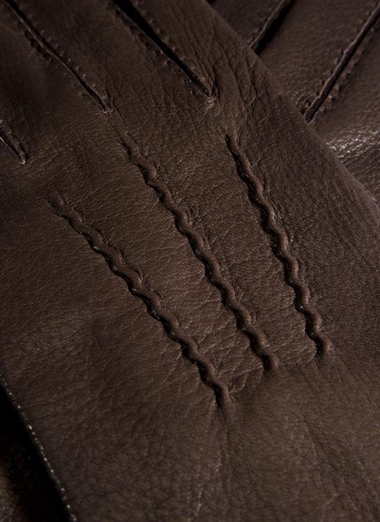 Men's Handsewn Three-Point Cashmere-Lined Deerskin Leather Gloves - Image 4