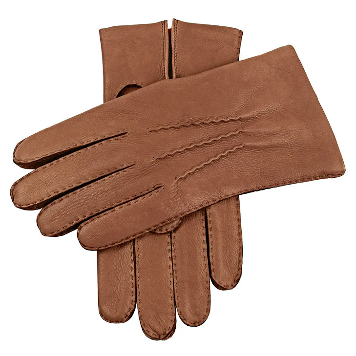 Men's Handsewn Three-Point Cashmere-Lined Deerskin Leather Gloves - Image 6