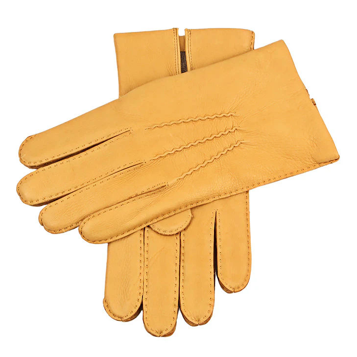 Men's Handsewn Three-Point Cashmere-Lined Deerskin Leather Gloves - Image 8