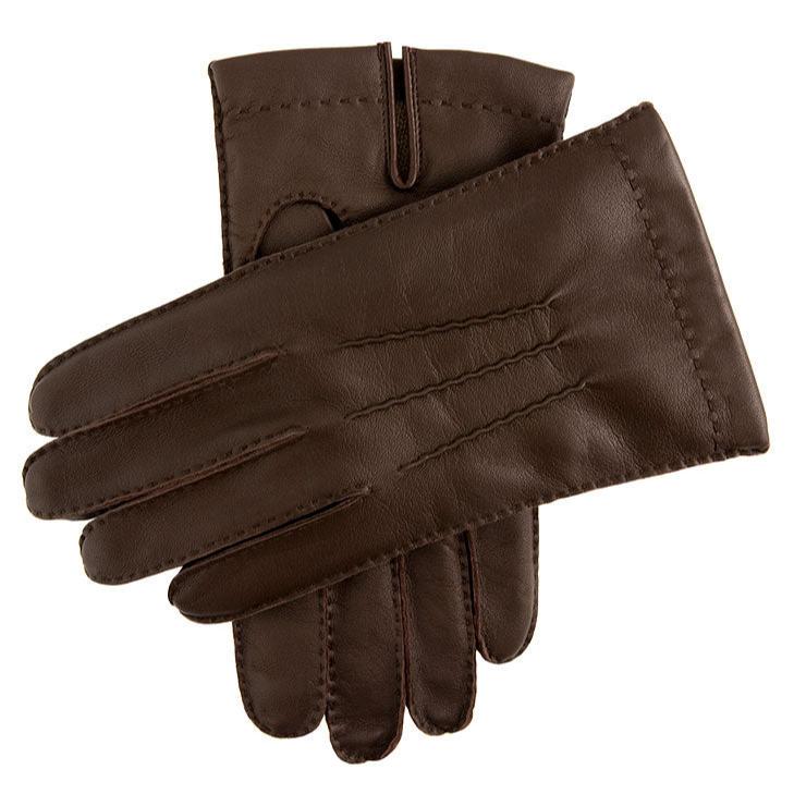 Men's Touchscreen Handsewn Three-Point Cashmere-Lined Leather Gloves - Image 3
