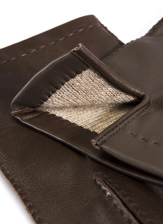 Men's Touchscreen Handsewn Three-Point Cashmere-Lined Leather Gloves - Image 6