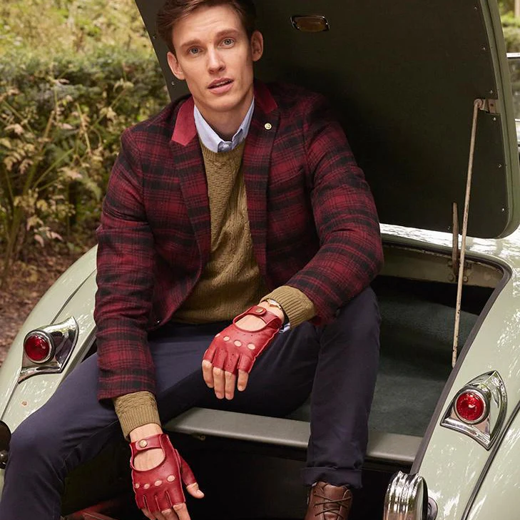 Men's Fingerless Leather Driving Gloves - Image 15