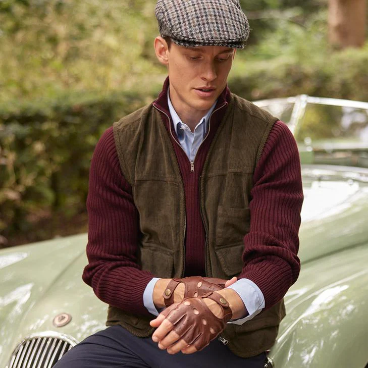 Men's Fingerless Leather Driving Gloves - Image 17