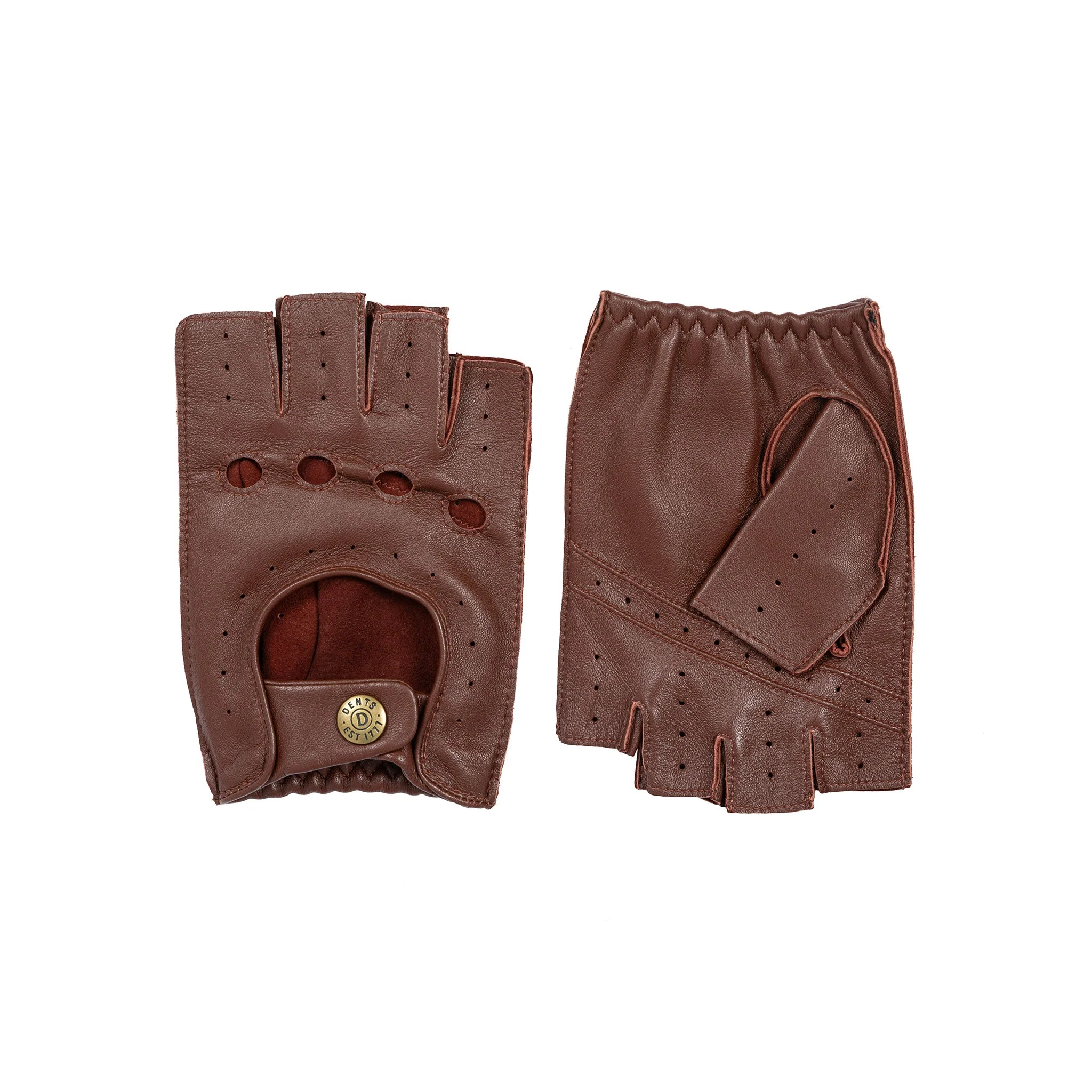 Men's Fingerless Leather Driving Gloves - Image 20
