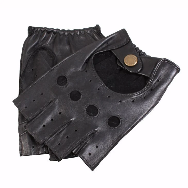 Men's Fingerless Leather Driving Gloves - Image 28