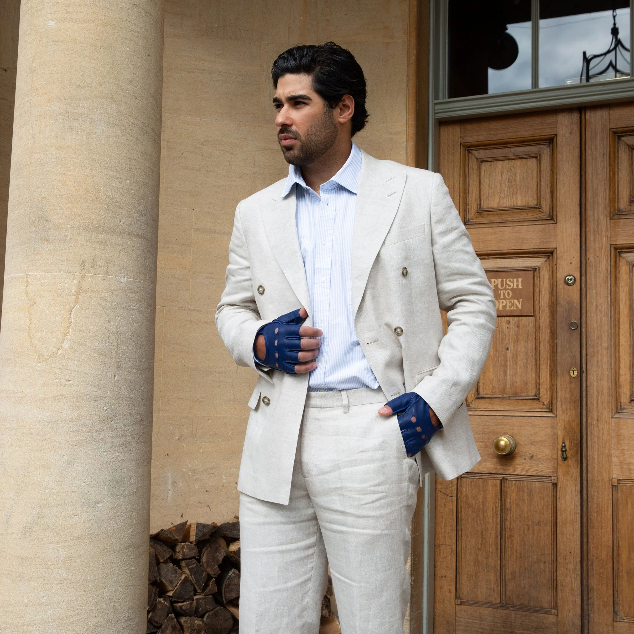 Men's Fingerless Leather Driving Gloves - Image 40