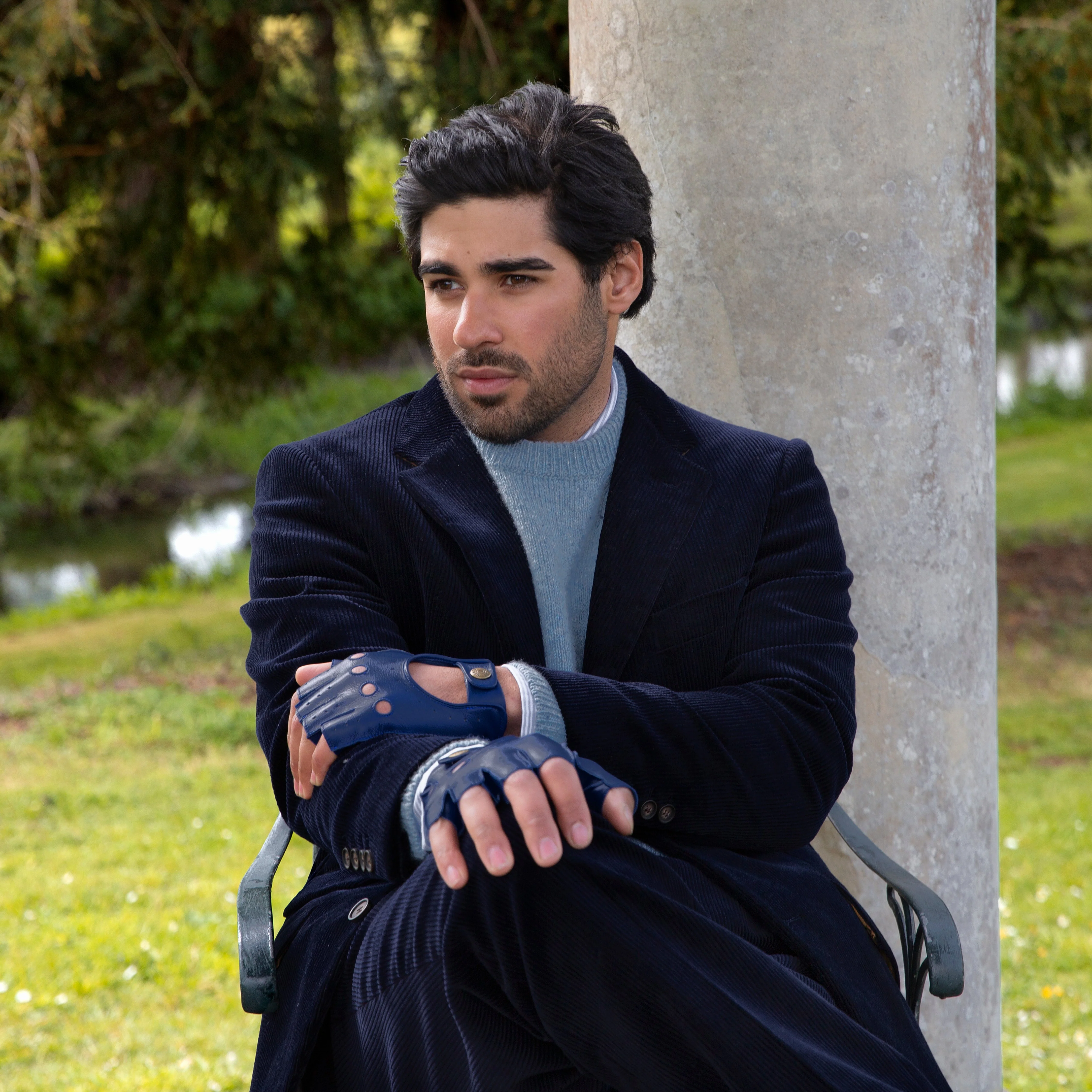 Men's Fingerless Leather Driving Gloves - Image 41