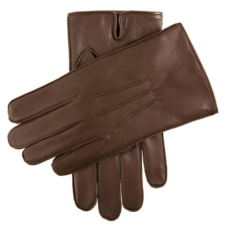 Men's Three-Point Fleece-Lined Leather Gloves - Image 4