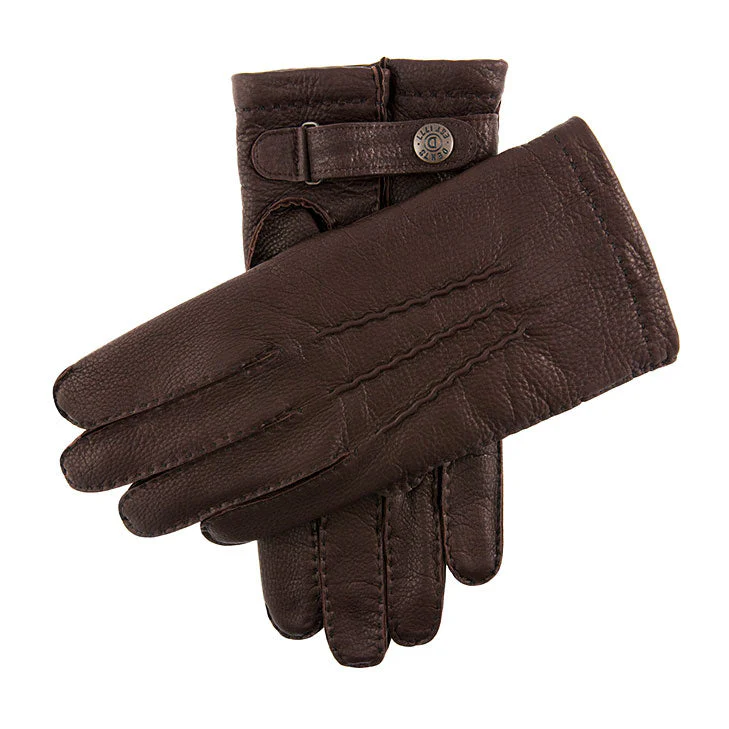 Men's Heritage Handsewn Three-Point Cashmere-Lined Deerskin Leather Gloves - Image 3