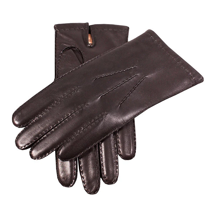 Men's Handsewn Three-Point Cashmere-Lined Shorter-Finger Leather Gloves - Image 2