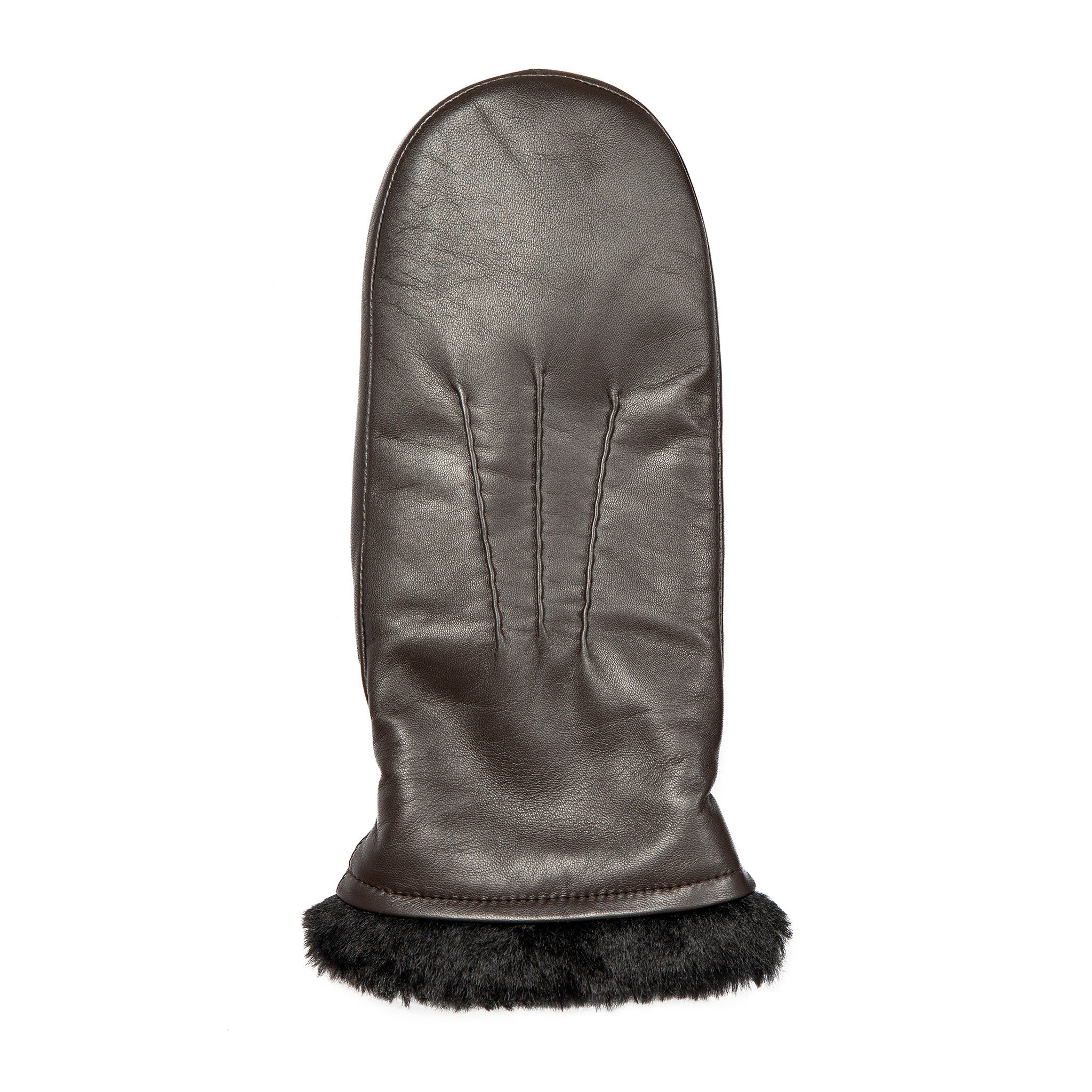 Women’s Three-Point Faux Fur-Lined Leather Mittens - Image 17