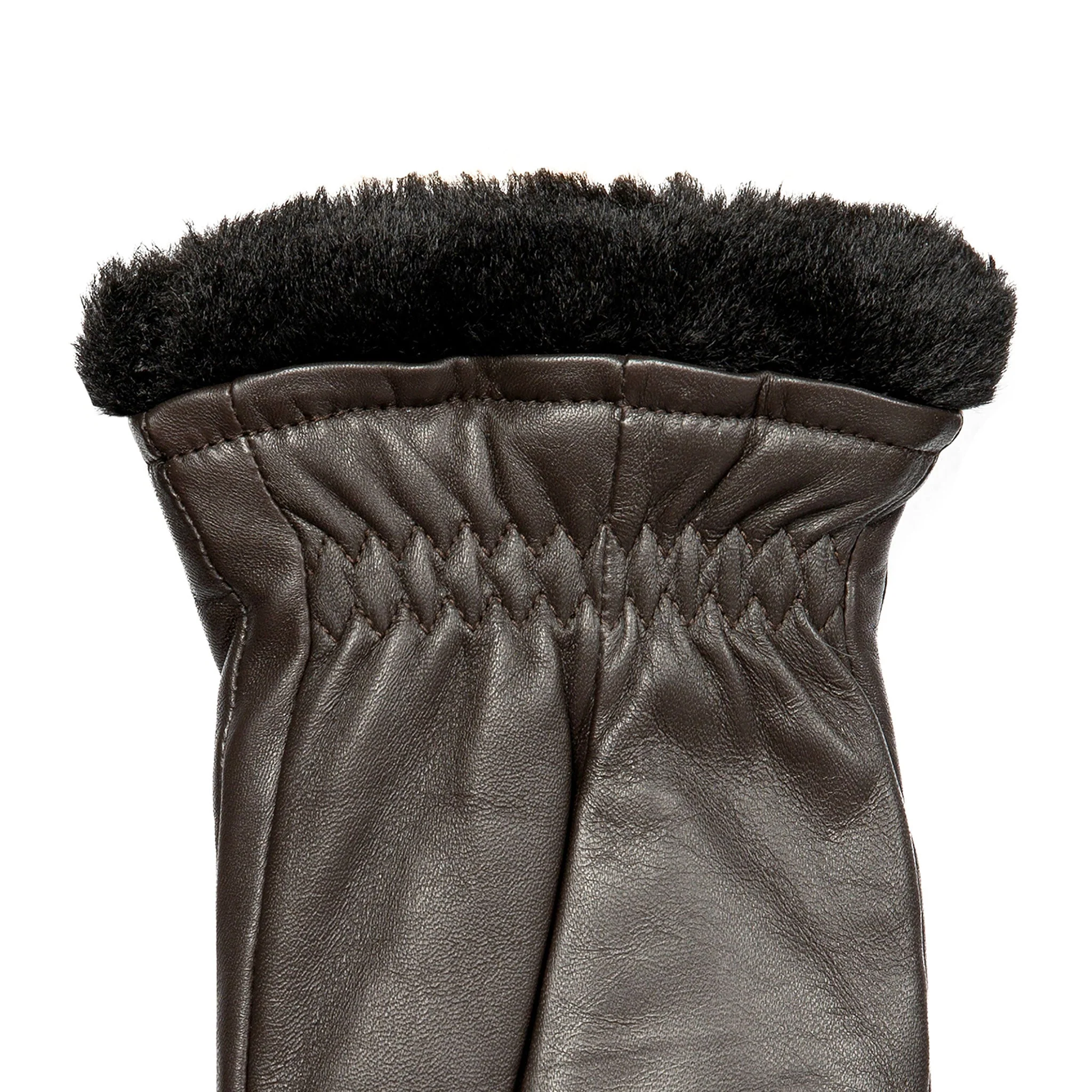 Women’s Three-Point Faux Fur-Lined Leather Mittens - Image 20