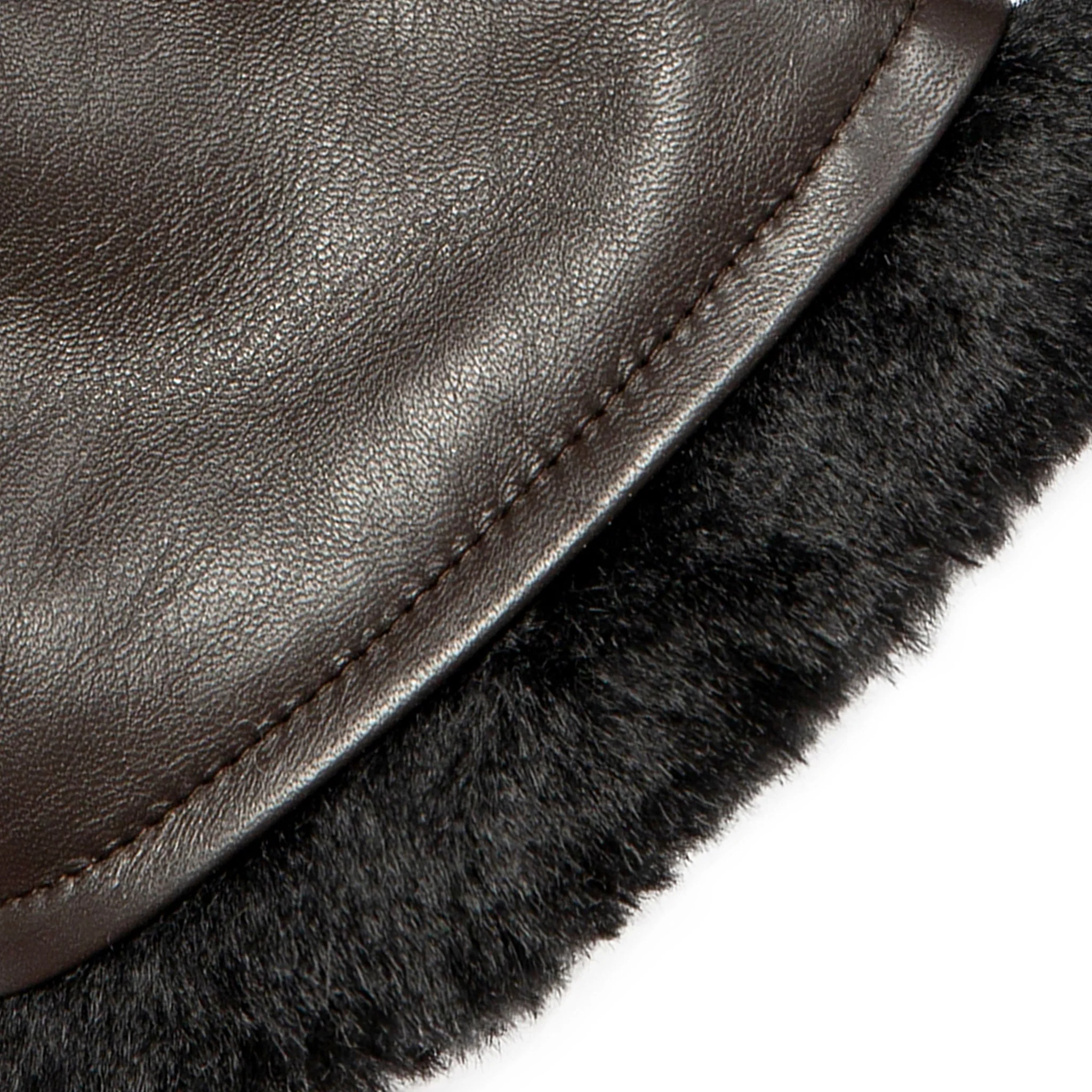 Women’s Three-Point Faux Fur-Lined Leather Mittens - Image 24