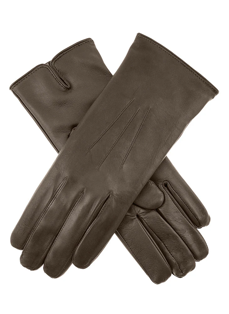 Women's Heritage Touchscreen Three-Point Cashmere-Lined Leather Gloves - Image 6