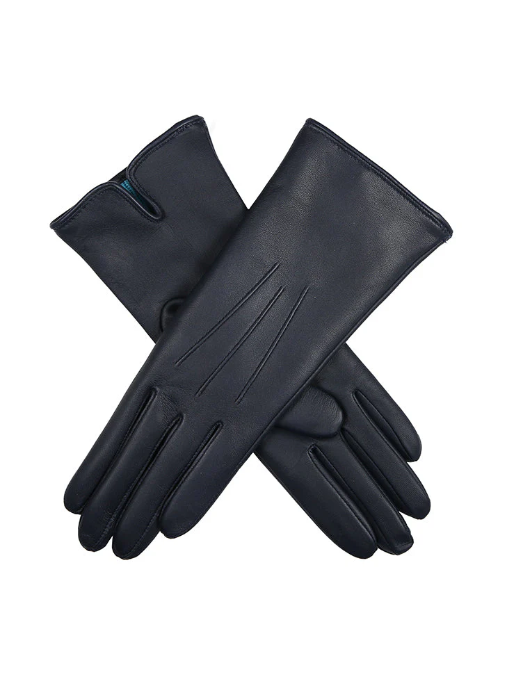 Women's Heritage Touchscreen Three-Point Cashmere-Lined Leather Gloves - Image 7