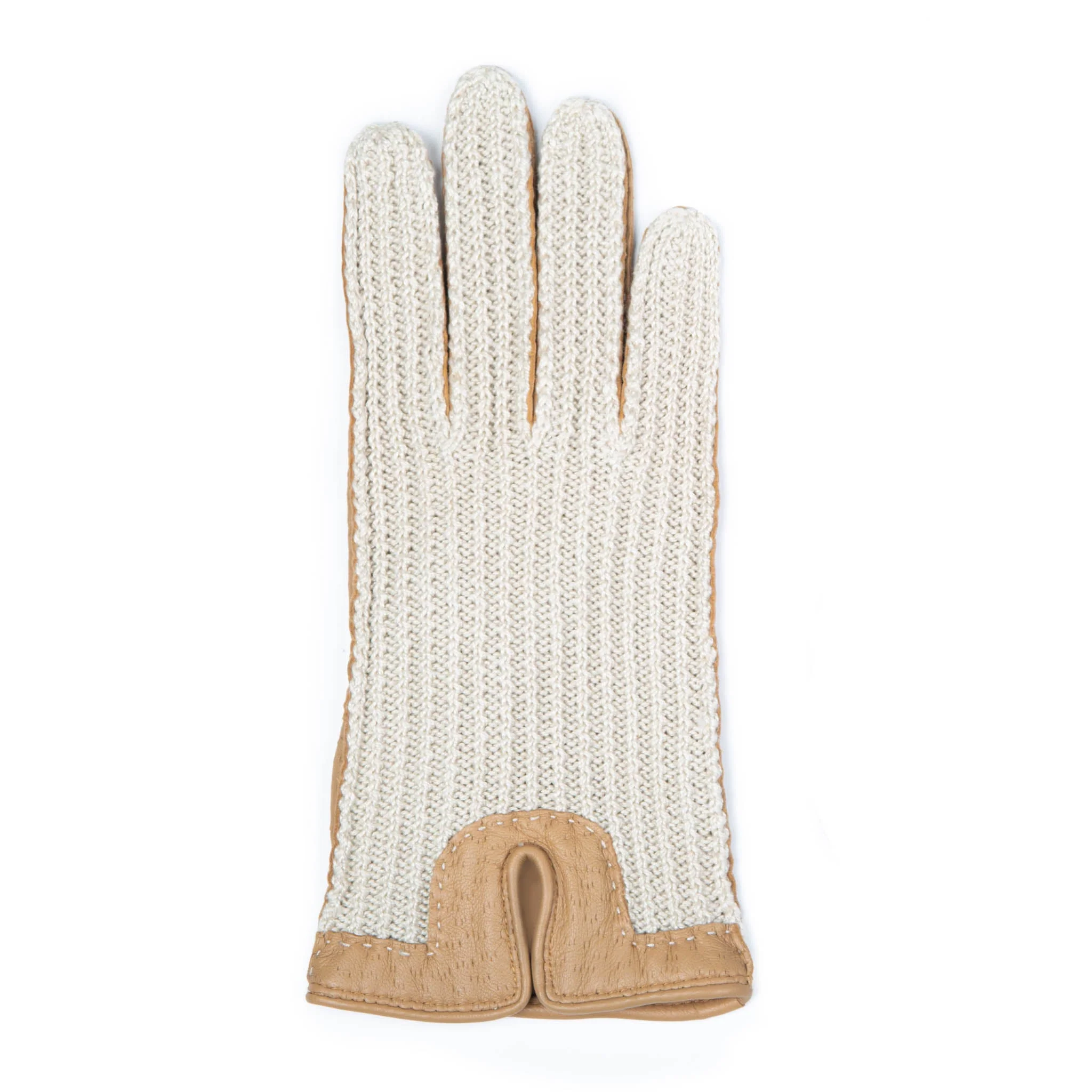 Women's Handsewn Crochet-Back Imitation Peccary Leather Driving Gloves - Image 4