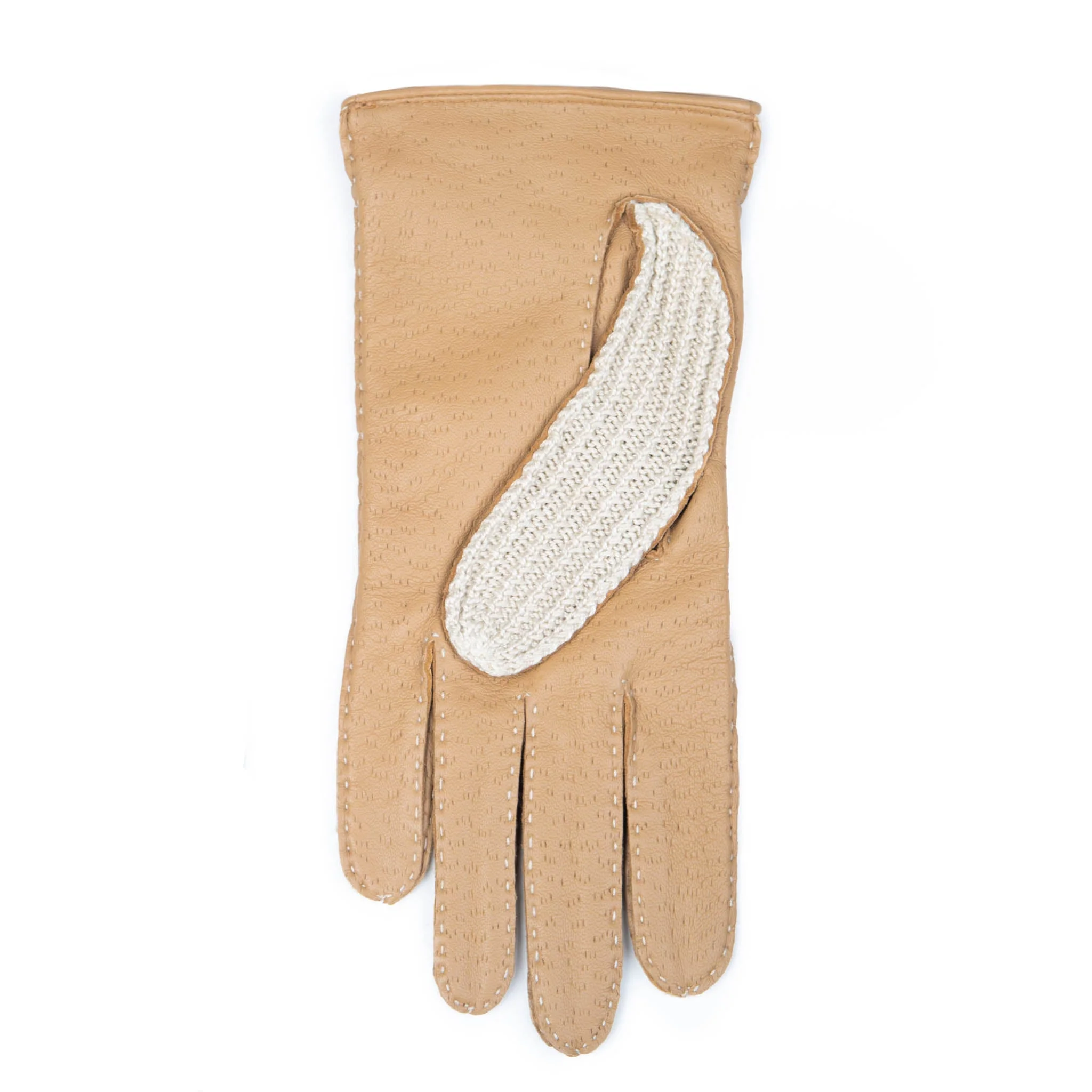 Women's Handsewn Crochet-Back Imitation Peccary Leather Driving Gloves - Image 6