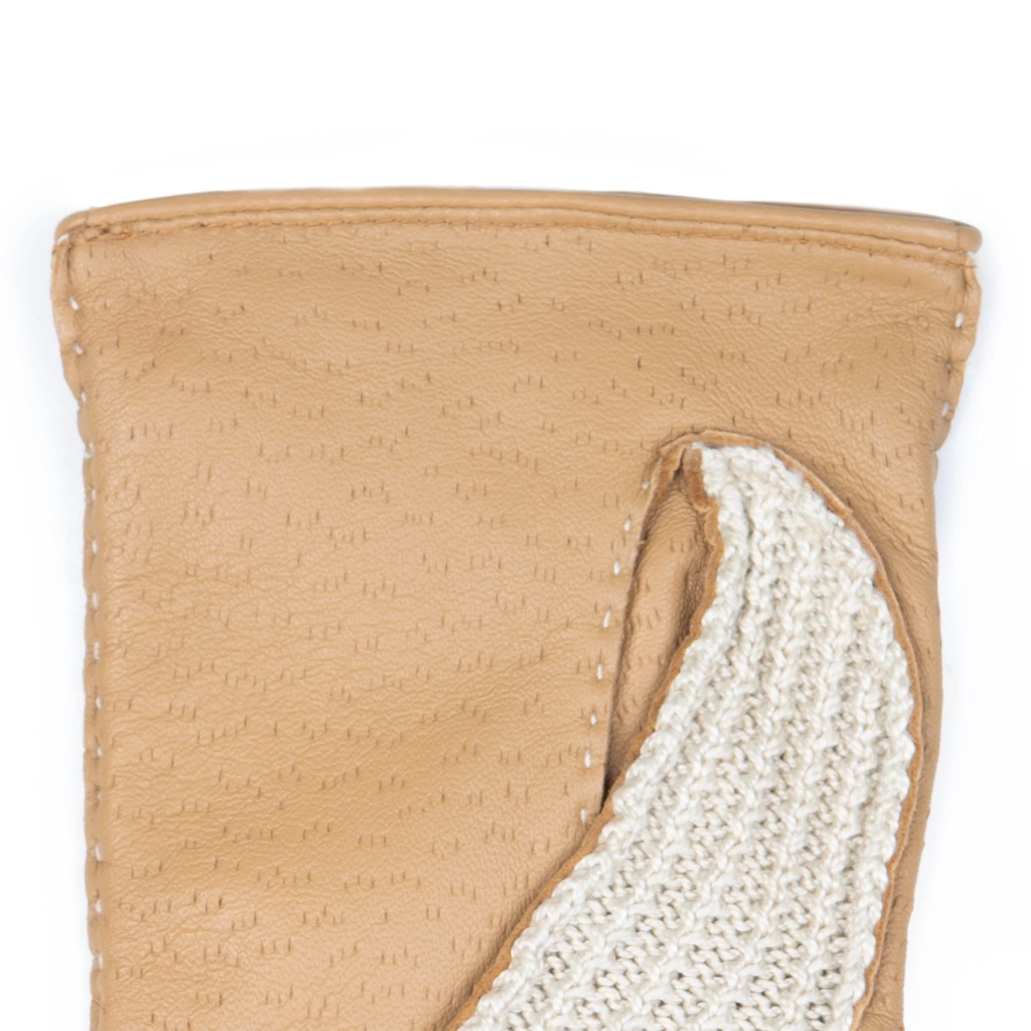 Women's Handsewn Crochet-Back Imitation Peccary Leather Driving Gloves - Image 7