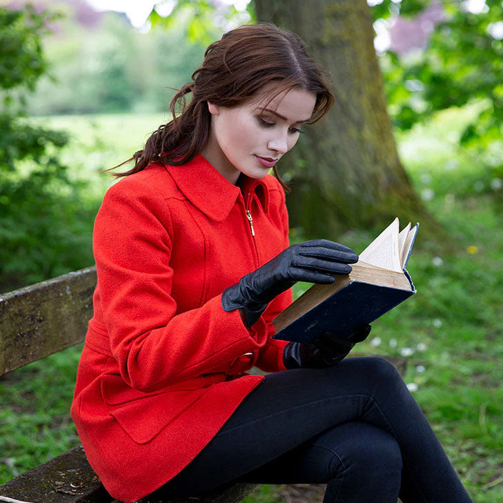 Women's Three-Point Lined Imitation Peccary Leather Gloves - Image 25