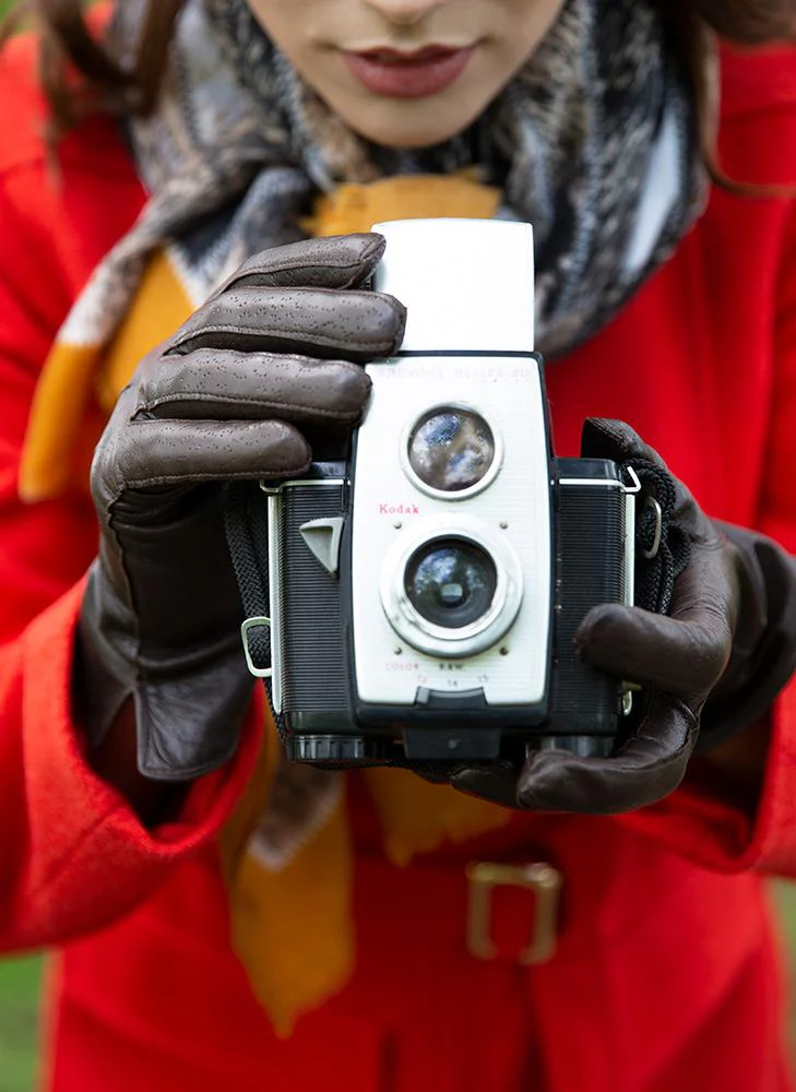 Women's Three-Point Lined Imitation Peccary Leather Gloves - Image 4