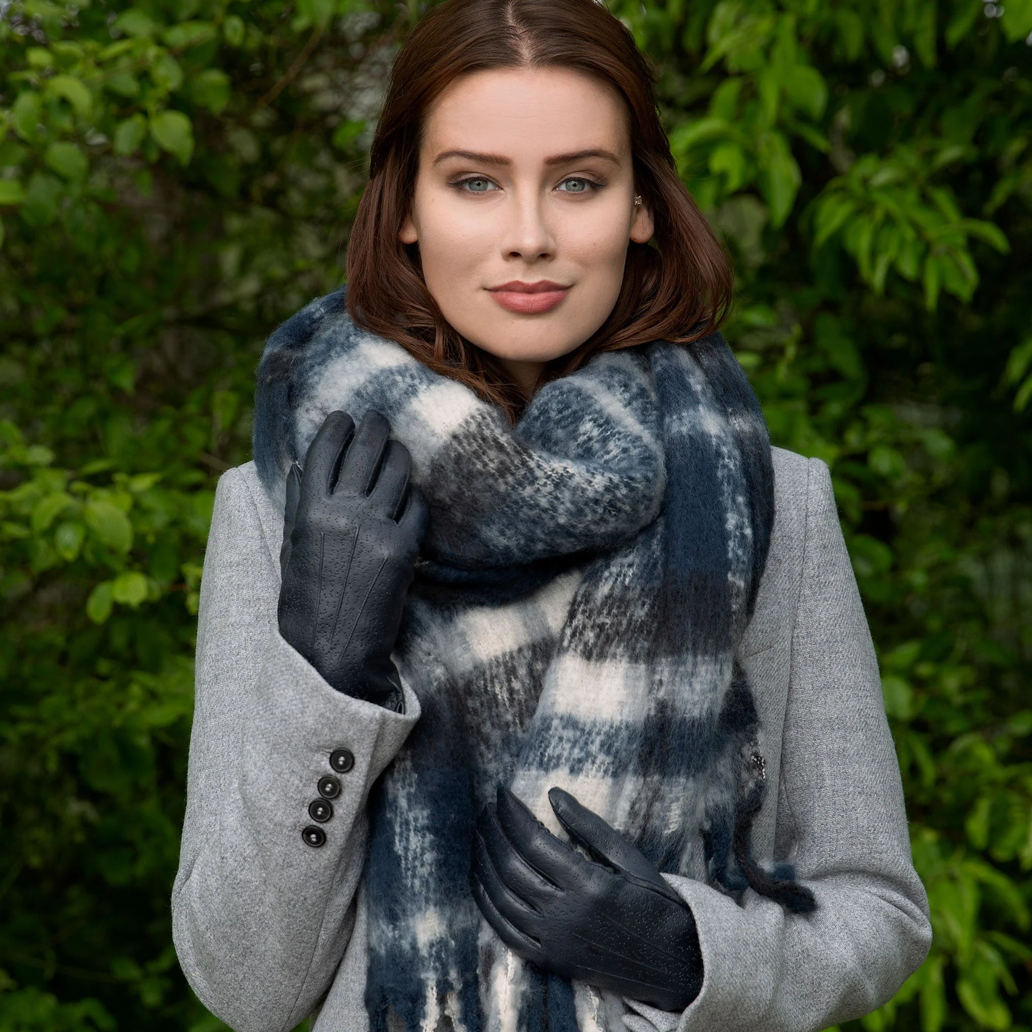 Women's Three-Point Lined Imitation Peccary Leather Gloves - Image 59