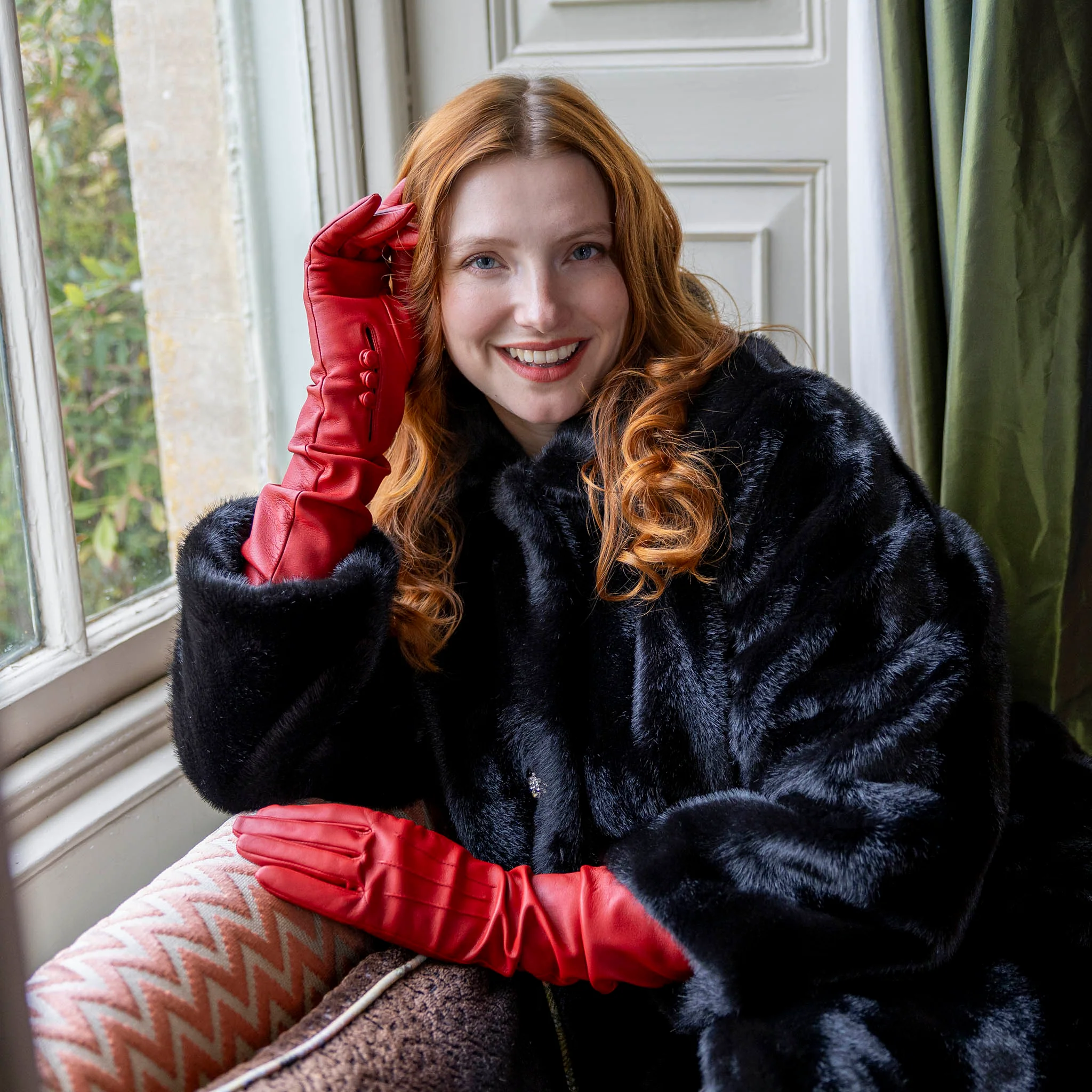 Women's Three-Point Long Opera Leather Gloves - Image 14