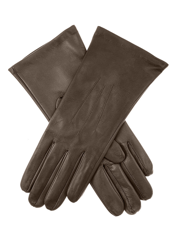 Women's Heritage Touchscreen Three-Point Silk-Lined Leather Gloves - Image 3