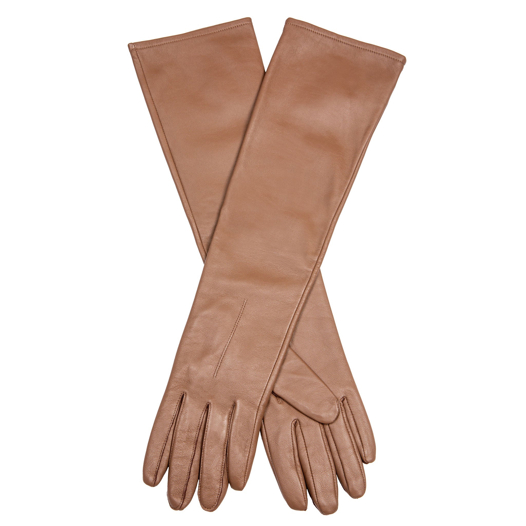 Women's Single-Point Long Above-Elbow Lined Leather Gloves - Image 132