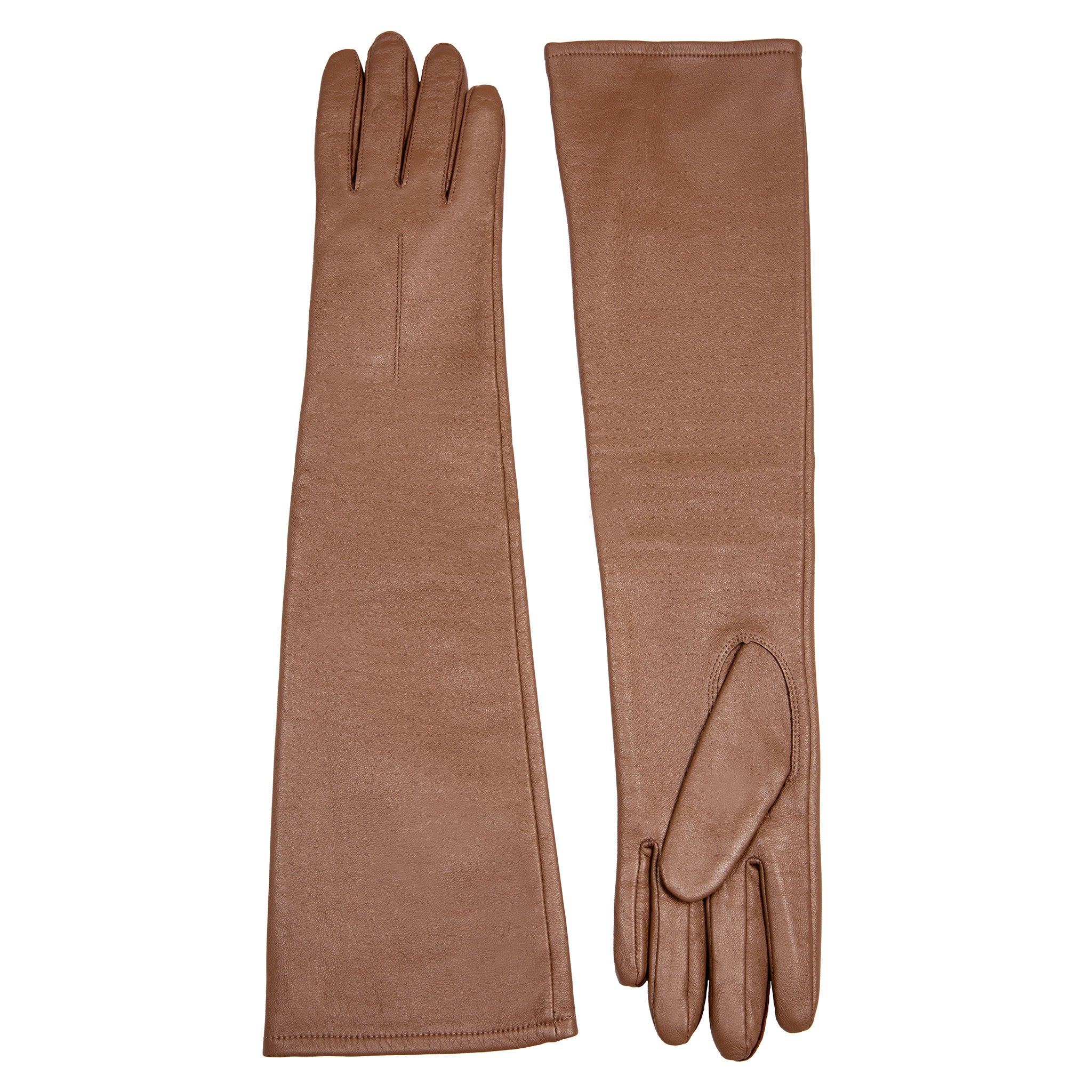 Women's Single-Point Long Above-Elbow Lined Leather Gloves - Image 133