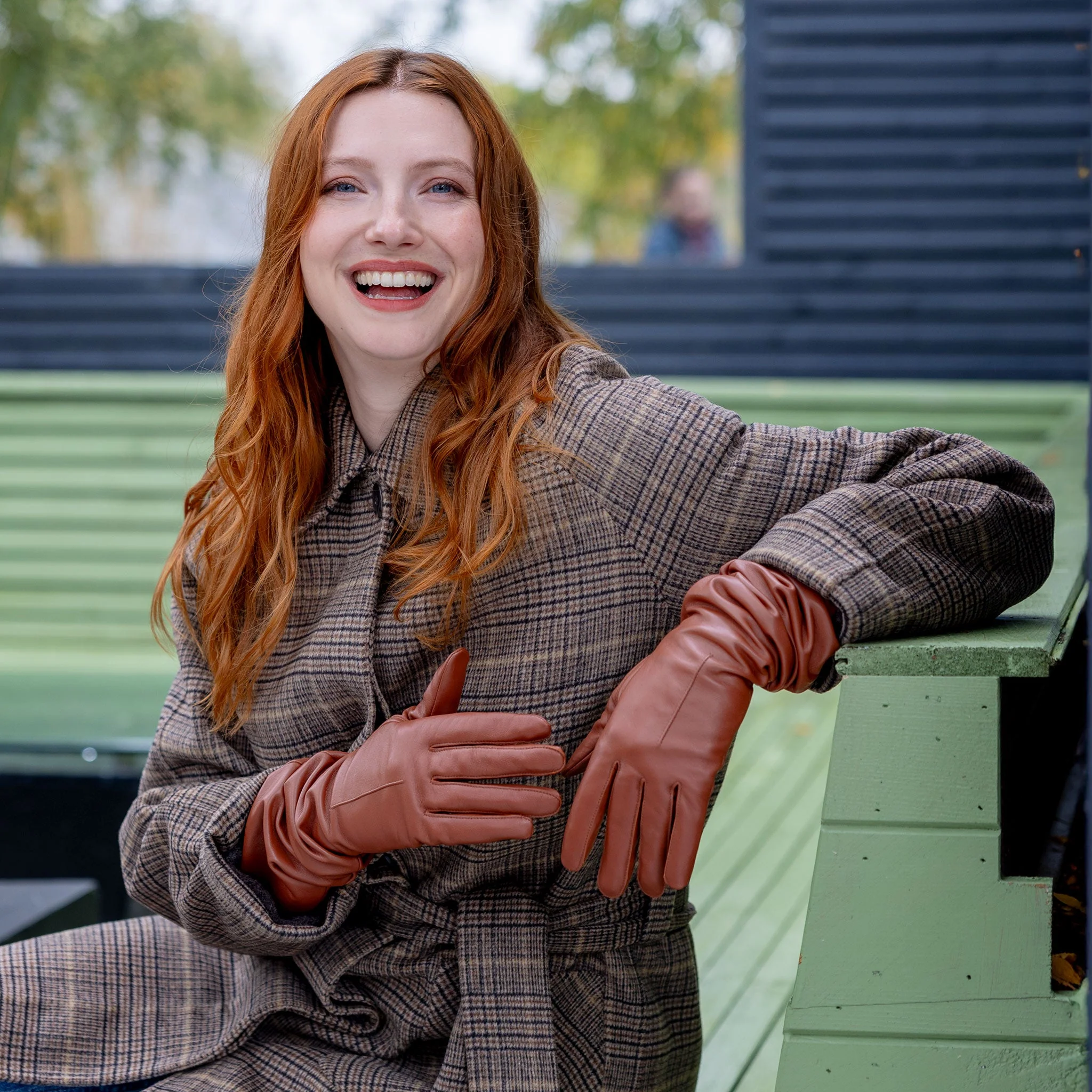 Women's Single-Point Long Above-Elbow Lined Leather Gloves - Image 38