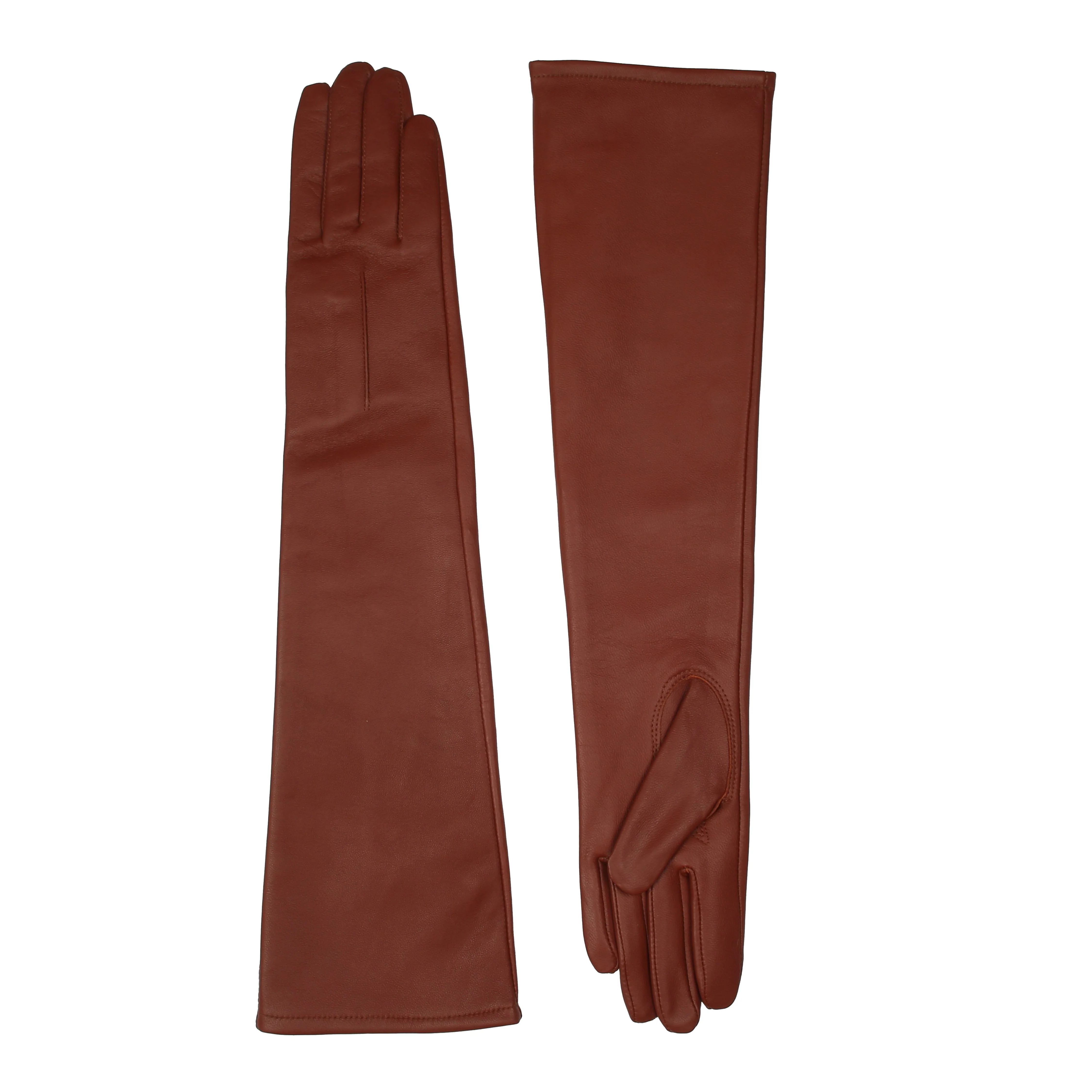 Women's Single-Point Long Above-Elbow Lined Leather Gloves - Image 40
