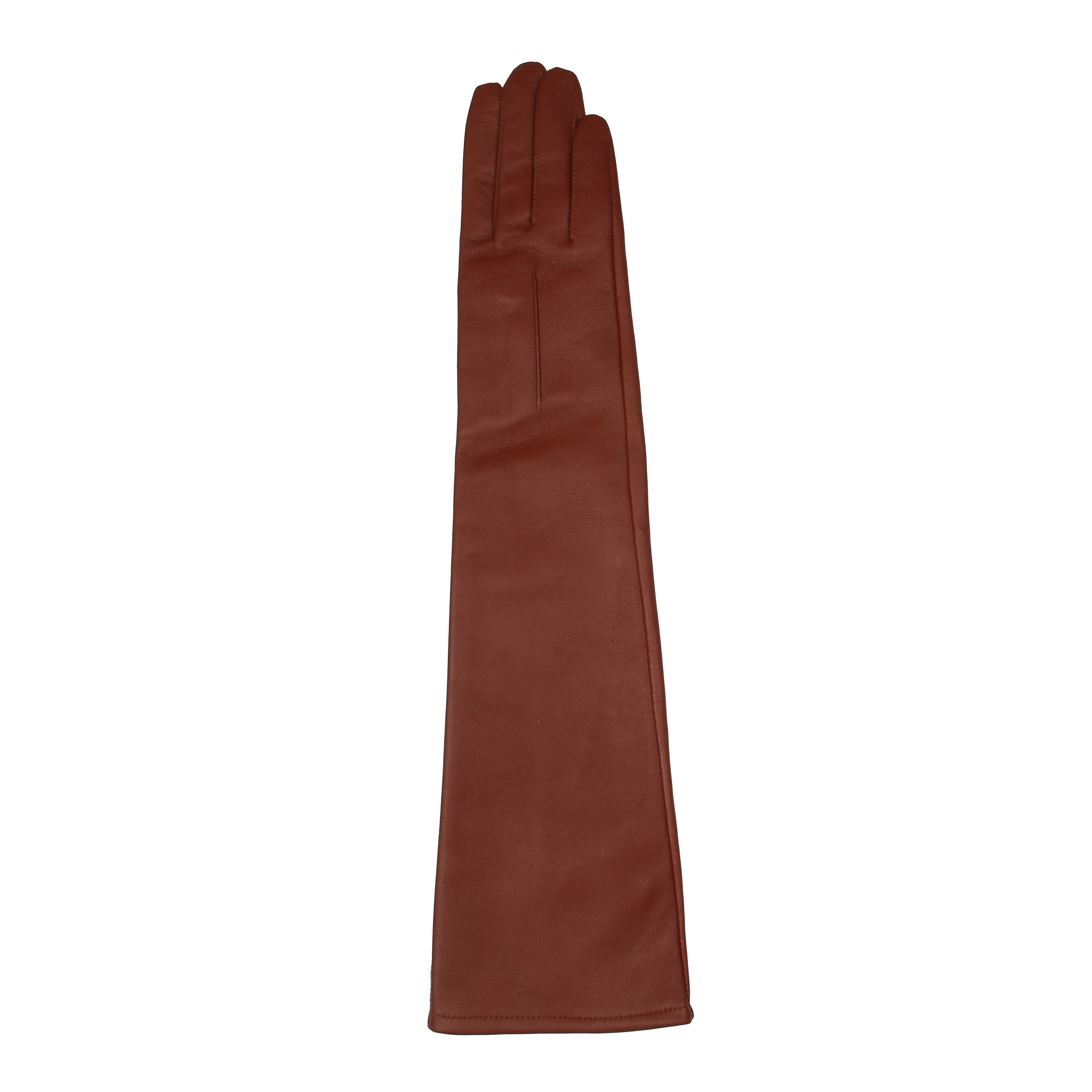 Women's Single-Point Long Above-Elbow Lined Leather Gloves - Image 42
