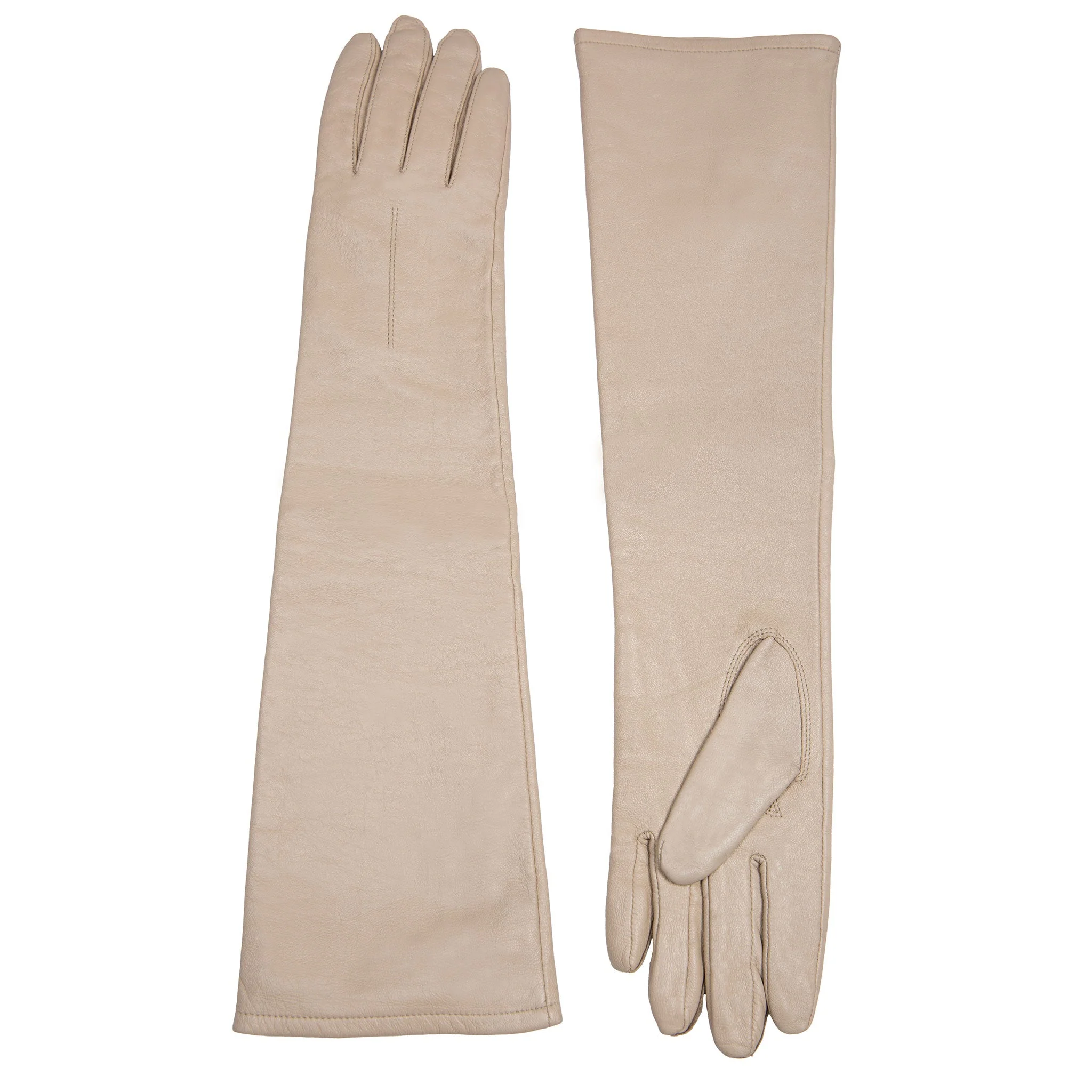 Women's Single-Point Long Above-Elbow Lined Leather Gloves - Image 54