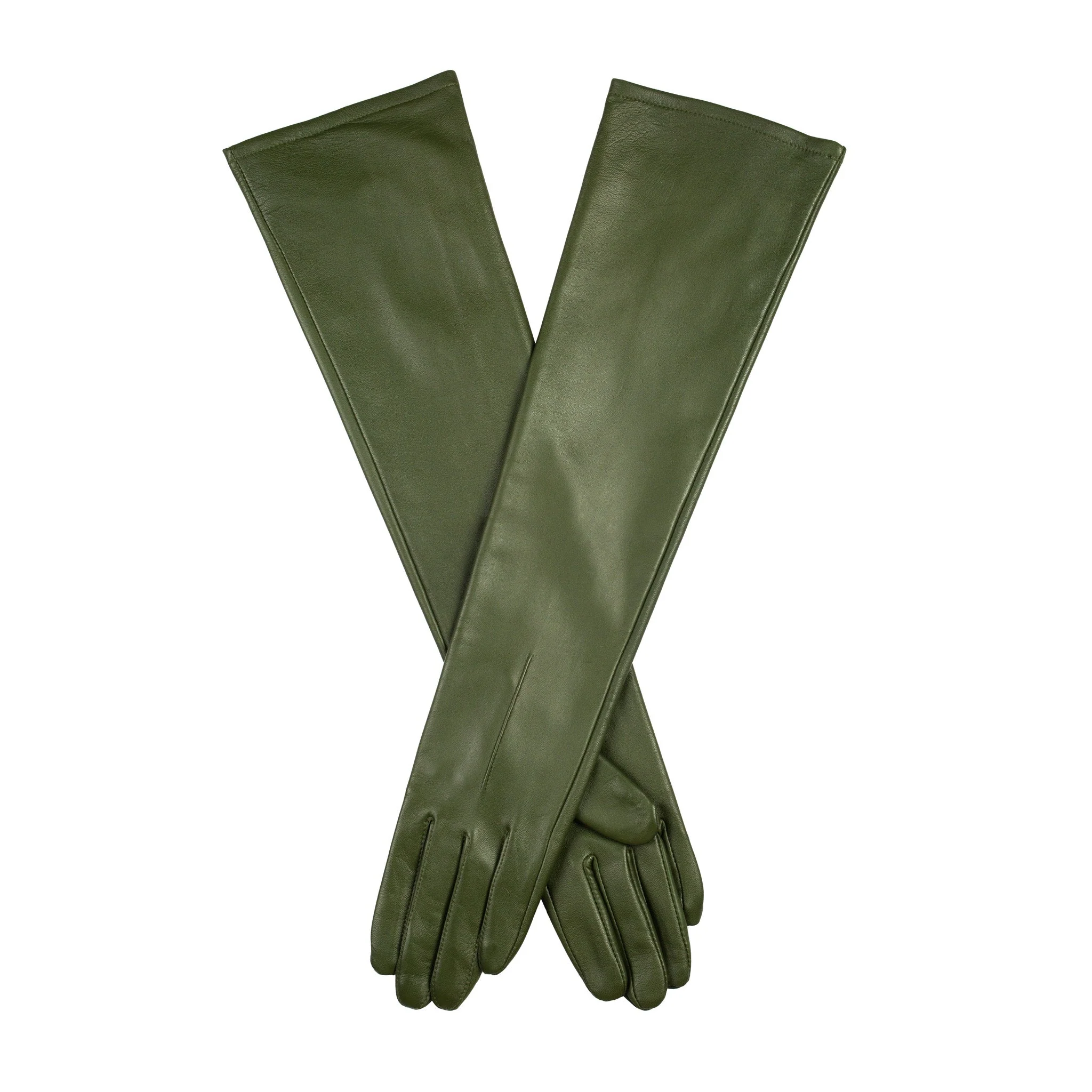 Women's Single-Point Long Above-Elbow Lined Leather Gloves - Image 86