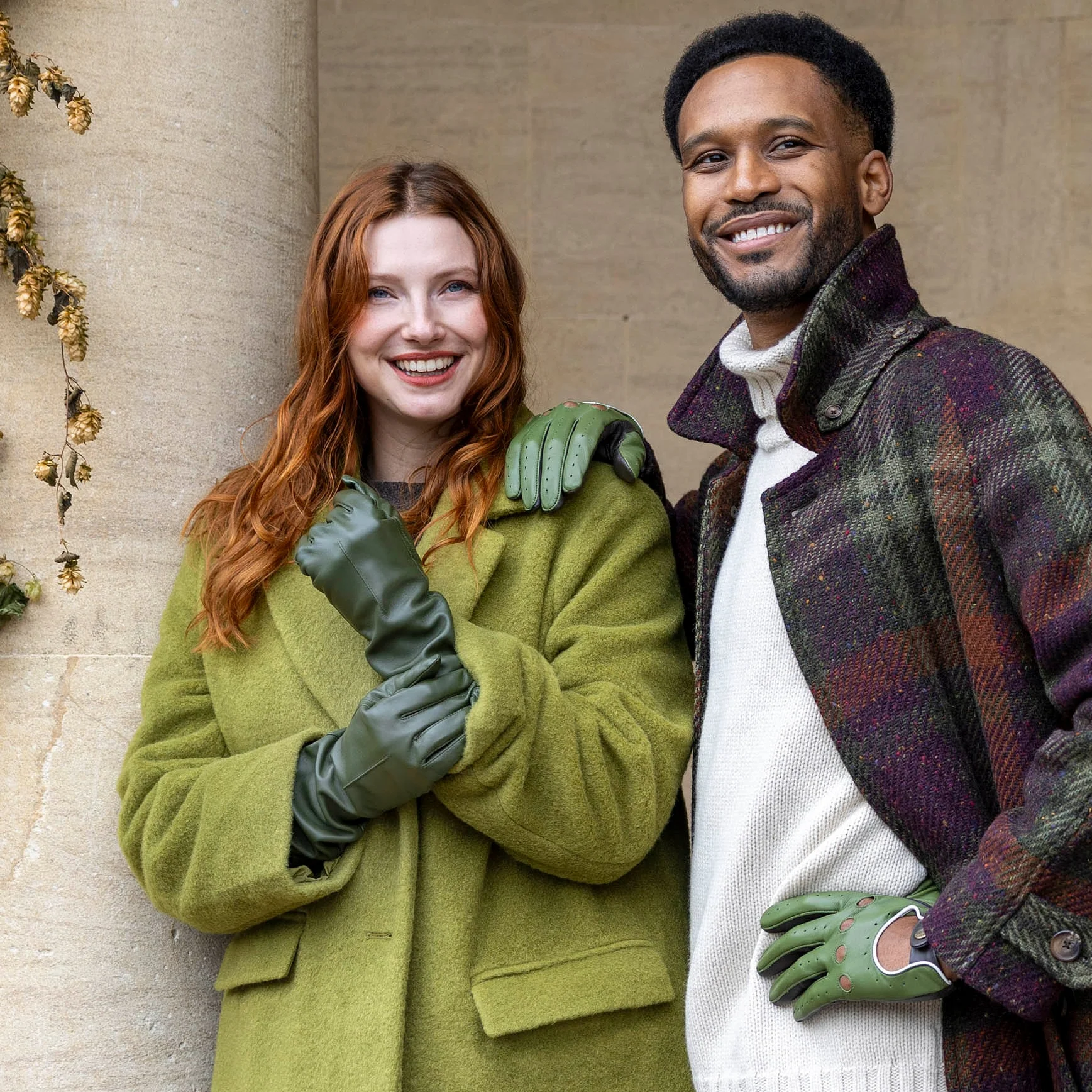 Women's Single-Point Long Above-Elbow Lined Leather Gloves - Image 87