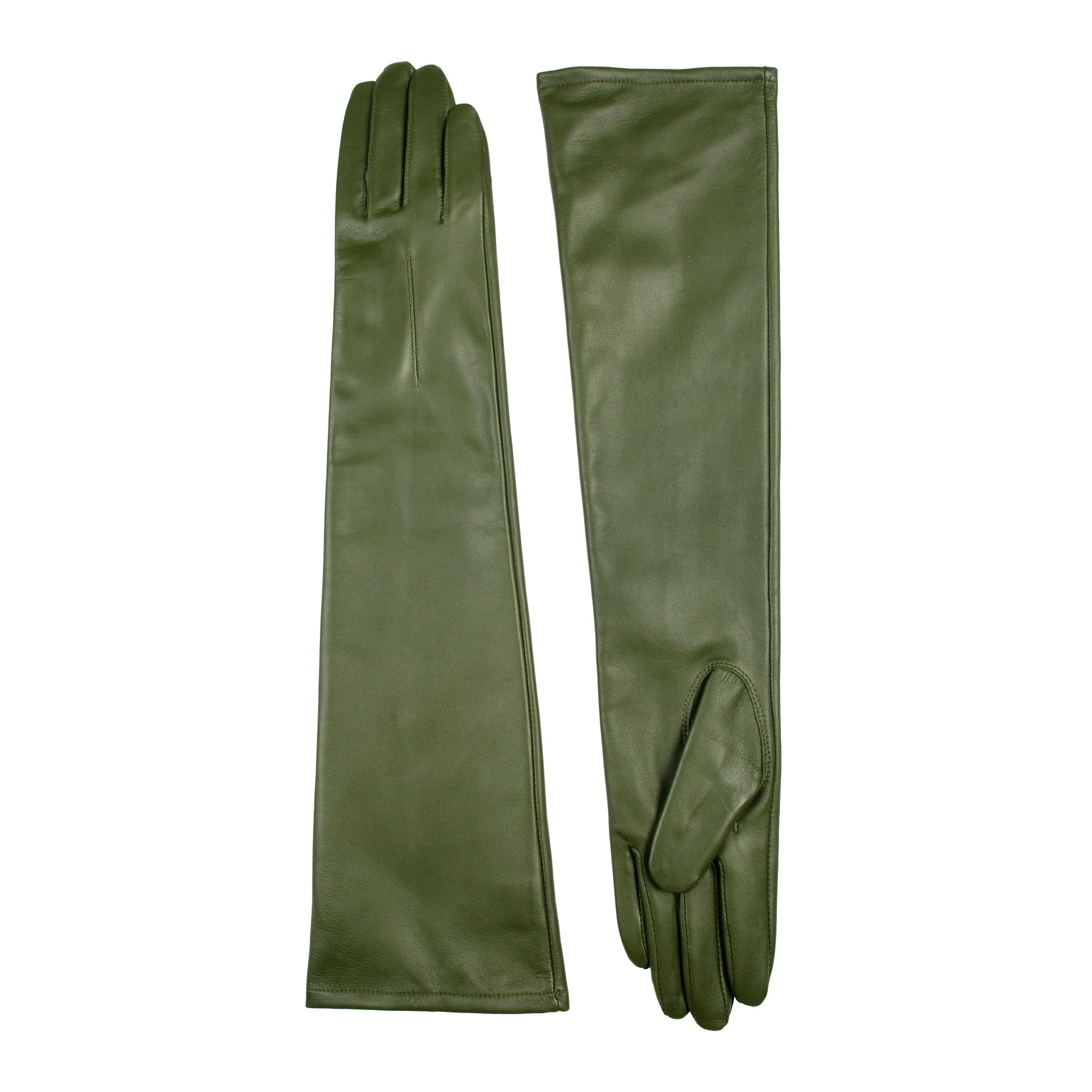 Women's Single-Point Long Above-Elbow Lined Leather Gloves - Image 89